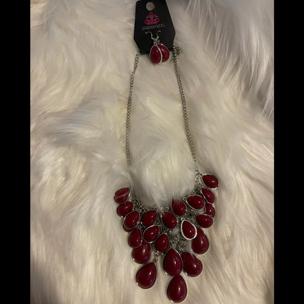 Paparazzi Sienna Stone Silver Necklace & Earrings